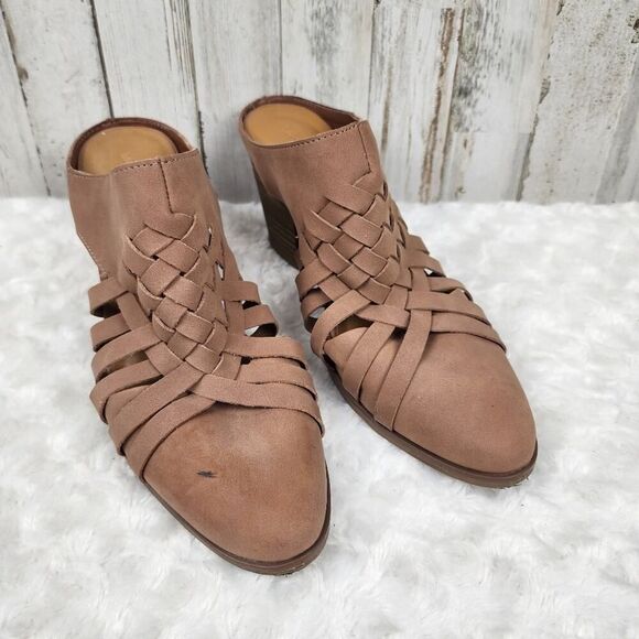 Universal Thread Basket Weave Mules Tan Size 8.5 - Picture 2 of 10